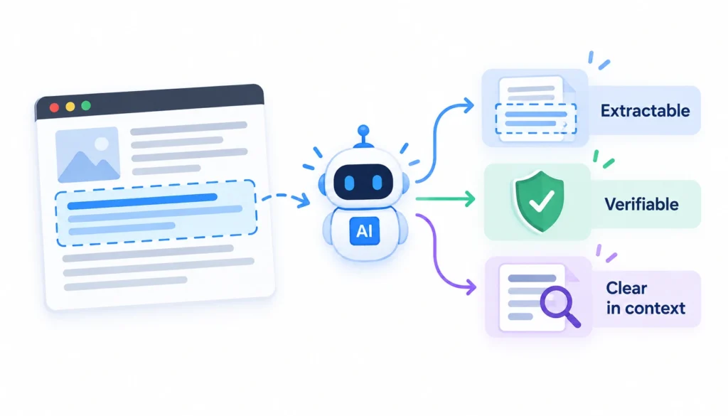 AI-Ready Content Explained AI search evaluates website content based on whether it is extractable, verifiable, and clear in context.